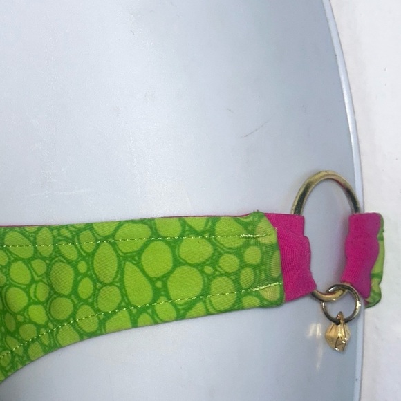 Volcom 2 pc Bandeau Bikini XS Swimsuit Reversible Pink Green Set - Picture 7 of 12